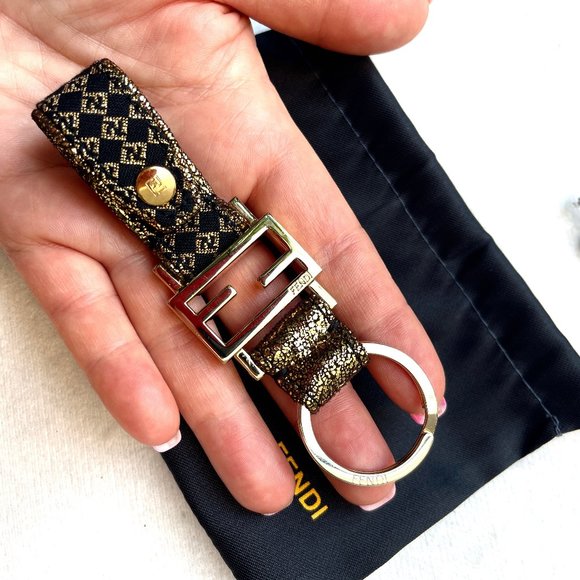 Auth Fendi Gold Metallic Micro Zucchino key charm - Picture 9 of 14